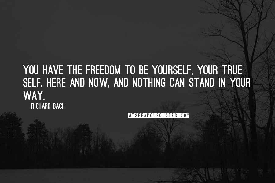 Richard Bach Quotes: You have the freedom to be yourself, your true self, here and now, and nothing can stand in your way.