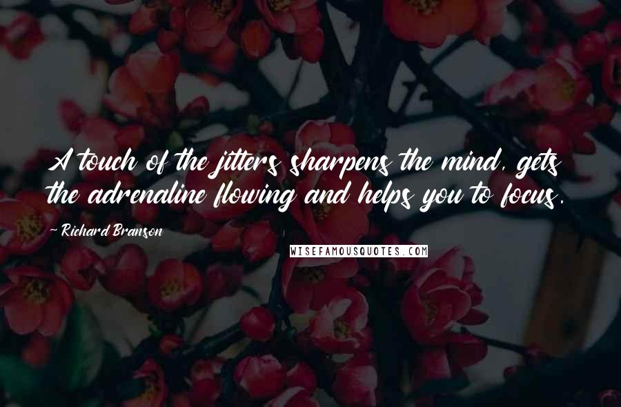 Richard Branson Quotes: A touch of the jitters sharpens the mind, gets the adrenaline flowing and helps you to focus.