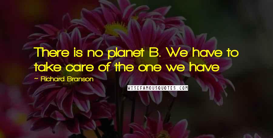 Richard Branson Quotes: There is no planet B. We have to take care of the one we have