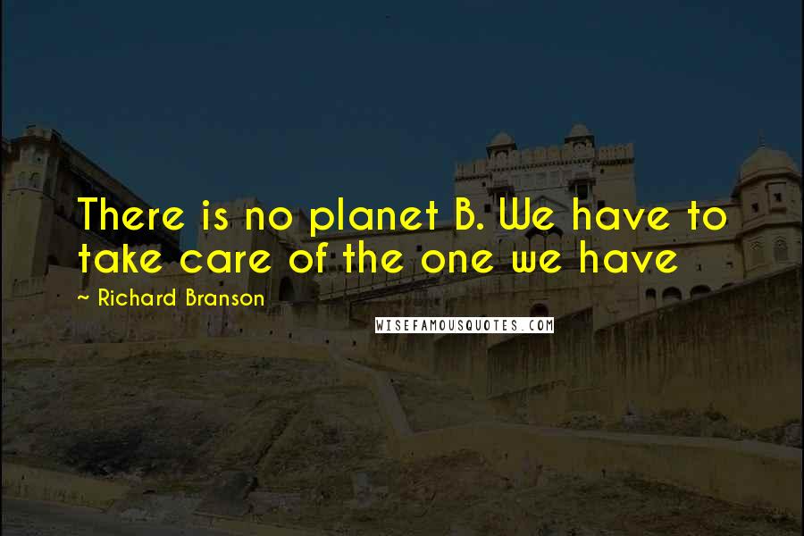 Richard Branson Quotes: There is no planet B. We have to take care of the one we have