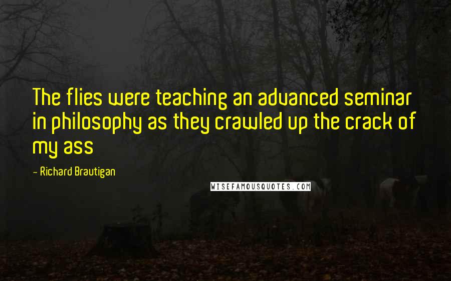 Richard Brautigan Quotes: The flies were teaching an advanced seminar in philosophy as they crawled up the crack of my ass