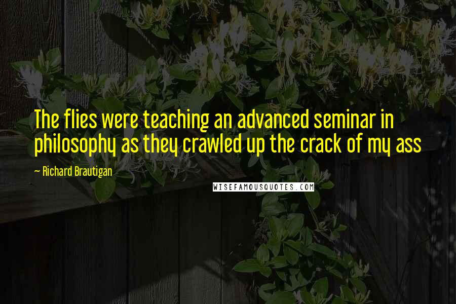 Richard Brautigan Quotes: The flies were teaching an advanced seminar in philosophy as they crawled up the crack of my ass