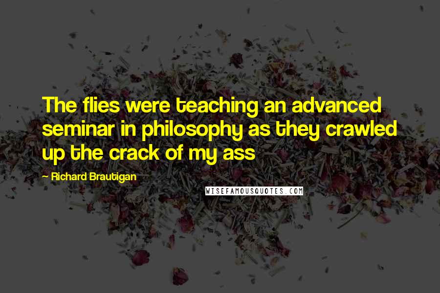 Richard Brautigan Quotes: The flies were teaching an advanced seminar in philosophy as they crawled up the crack of my ass