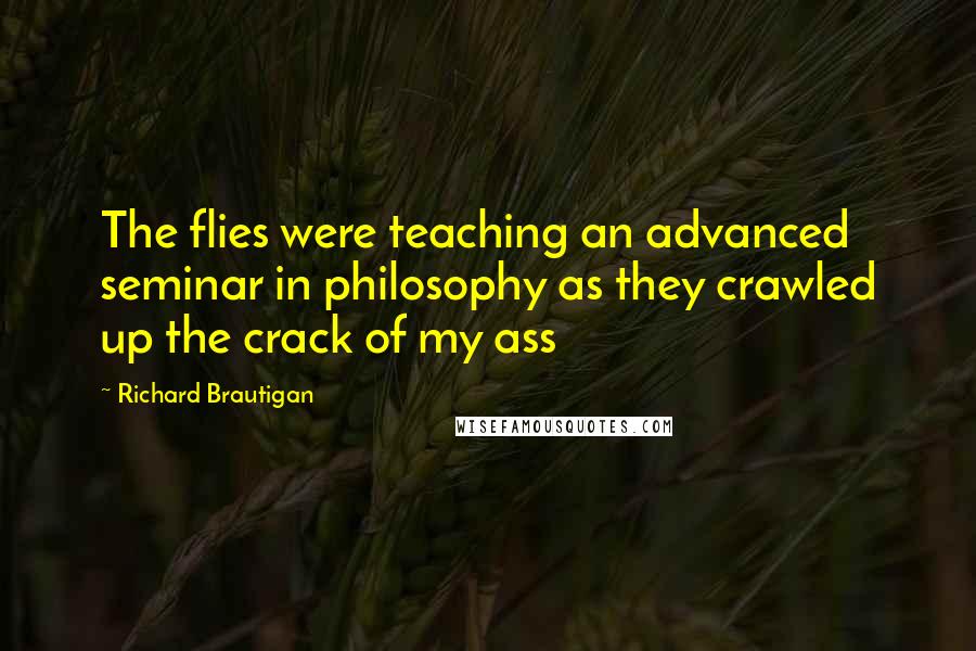 Richard Brautigan Quotes: The flies were teaching an advanced seminar in philosophy as they crawled up the crack of my ass