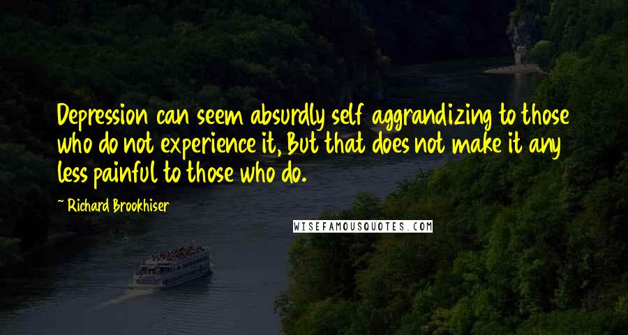 Richard Brookhiser Quotes: Depression can seem absurdly self aggrandizing to those who do not experience it, But that does not make it any less painful to those who do.