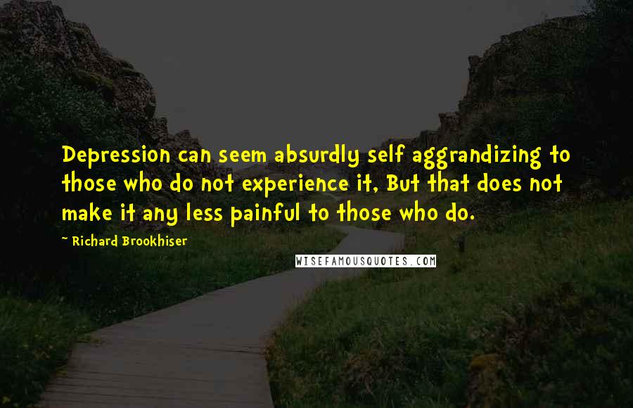 Richard Brookhiser Quotes: Depression can seem absurdly self aggrandizing to those who do not experience it, But that does not make it any less painful to those who do.