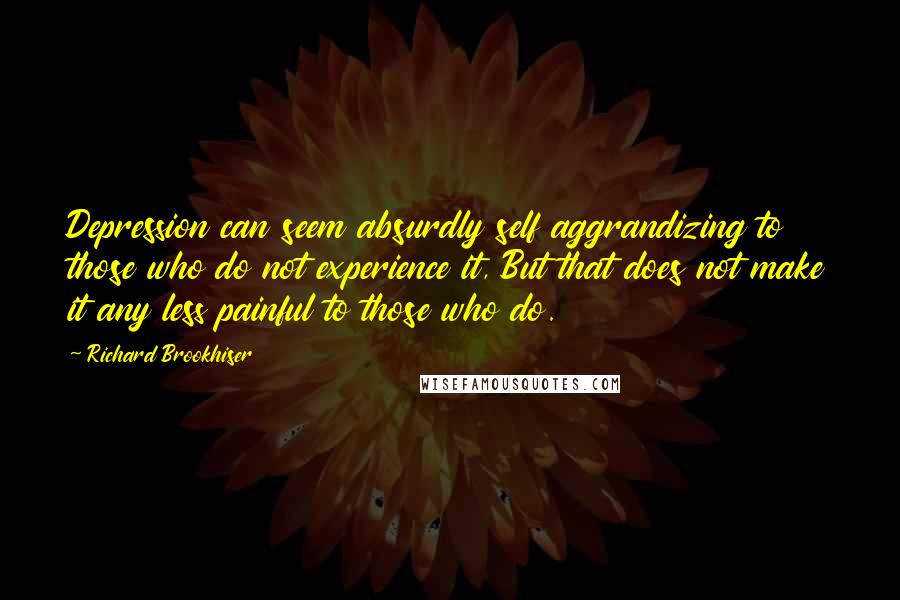 Richard Brookhiser Quotes: Depression can seem absurdly self aggrandizing to those who do not experience it, But that does not make it any less painful to those who do.