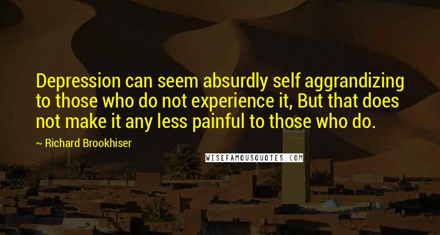 Richard Brookhiser Quotes: Depression can seem absurdly self aggrandizing to those who do not experience it, But that does not make it any less painful to those who do.