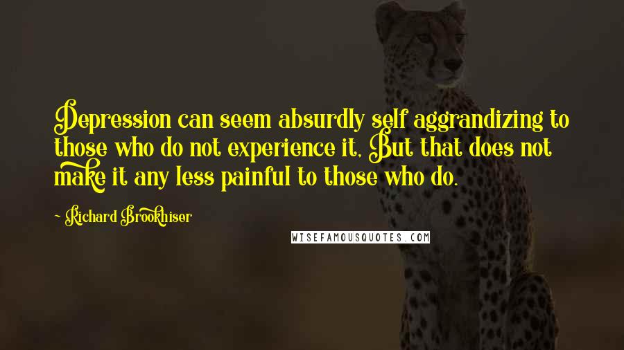 Richard Brookhiser Quotes: Depression can seem absurdly self aggrandizing to those who do not experience it, But that does not make it any less painful to those who do.