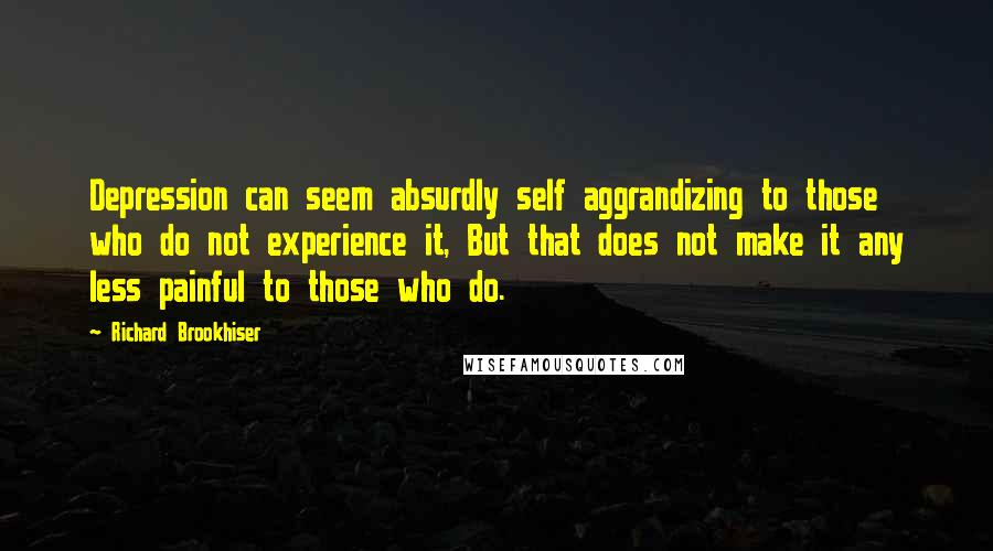 Richard Brookhiser Quotes: Depression can seem absurdly self aggrandizing to those who do not experience it, But that does not make it any less painful to those who do.