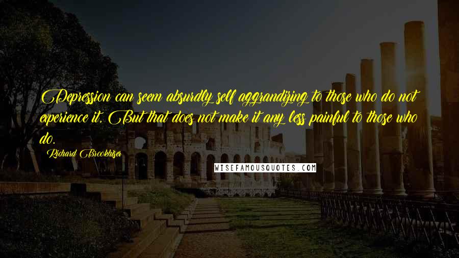 Richard Brookhiser Quotes: Depression can seem absurdly self aggrandizing to those who do not experience it, But that does not make it any less painful to those who do.