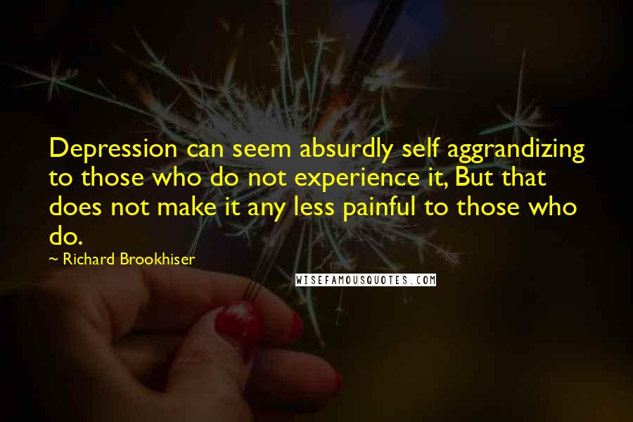 Richard Brookhiser Quotes: Depression can seem absurdly self aggrandizing to those who do not experience it, But that does not make it any less painful to those who do.
