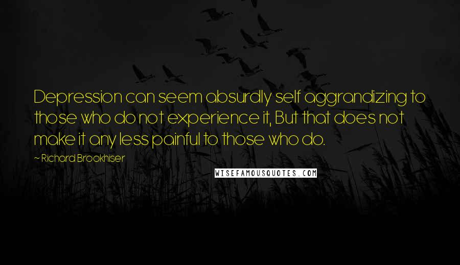 Richard Brookhiser Quotes: Depression can seem absurdly self aggrandizing to those who do not experience it, But that does not make it any less painful to those who do.