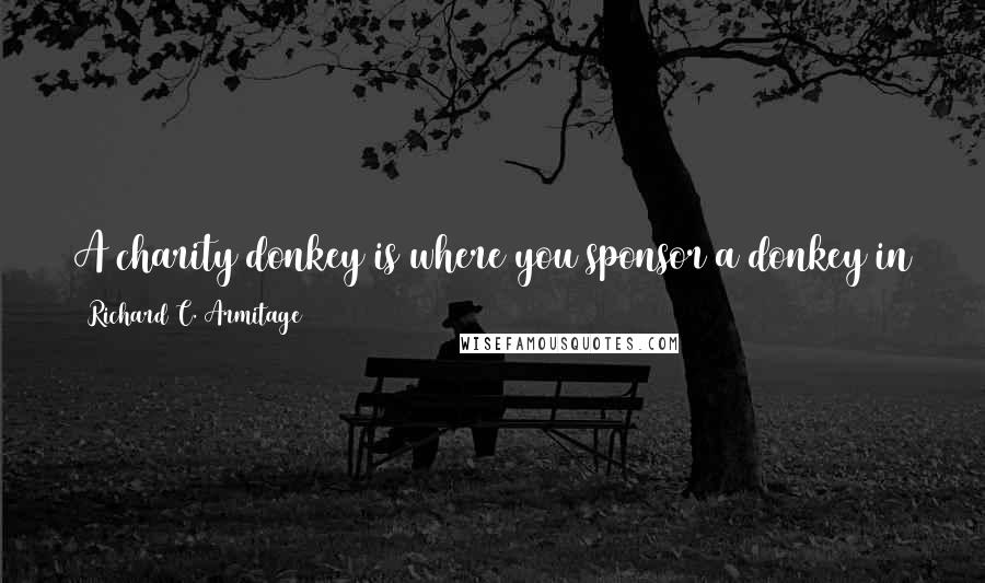 Richard C. Armitage Quotes: A charity donkey is where you sponsor a donkey in a sanctuary and give them three pounds a month to have some donkey nuts or something.