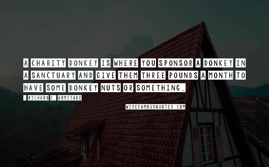 Richard C. Armitage Quotes: A charity donkey is where you sponsor a donkey in a sanctuary and give them three pounds a month to have some donkey nuts or something.