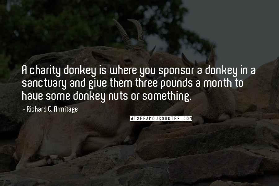 Richard C. Armitage Quotes: A charity donkey is where you sponsor a donkey in a sanctuary and give them three pounds a month to have some donkey nuts or something.