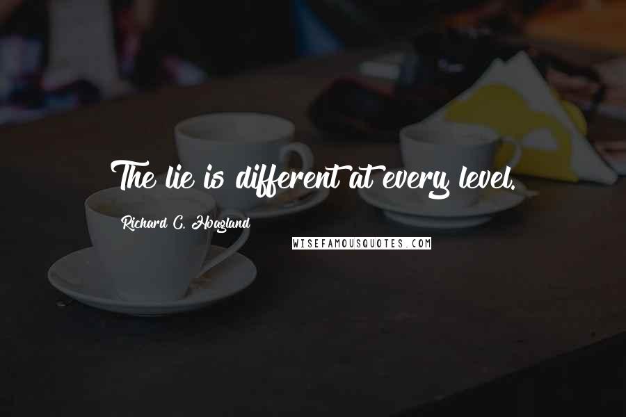 Richard C. Hoagland Quotes: The lie is different at every level.