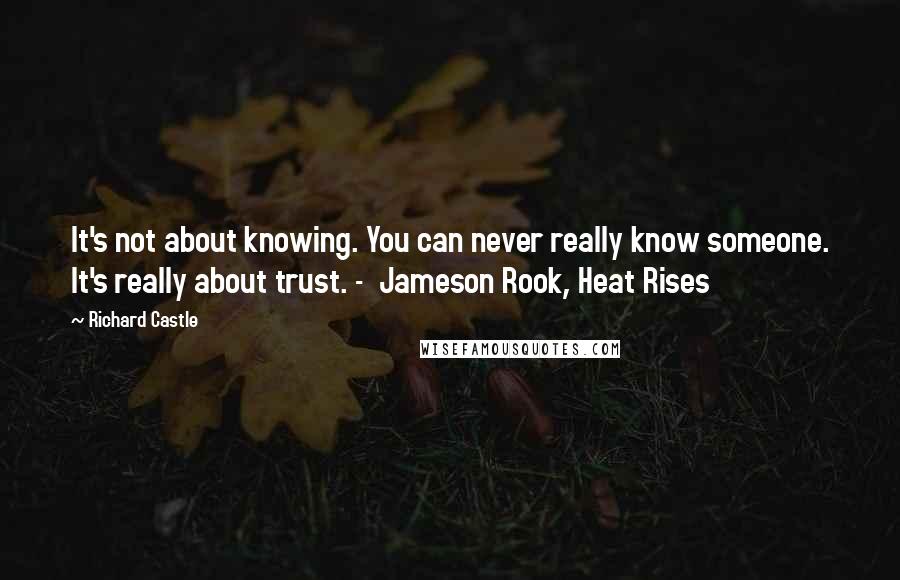 Richard Castle Quotes: It's not about knowing. You can never really know someone. It's really about trust. -  Jameson Rook, Heat Rises