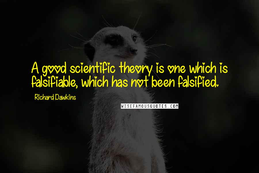 Richard Dawkins Quotes: A good scientific theory is one which is falsifiable, which has not been falsified.