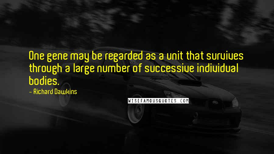 Richard Dawkins Quotes: One gene may be regarded as a unit that survives through a large number of successive individual bodies.