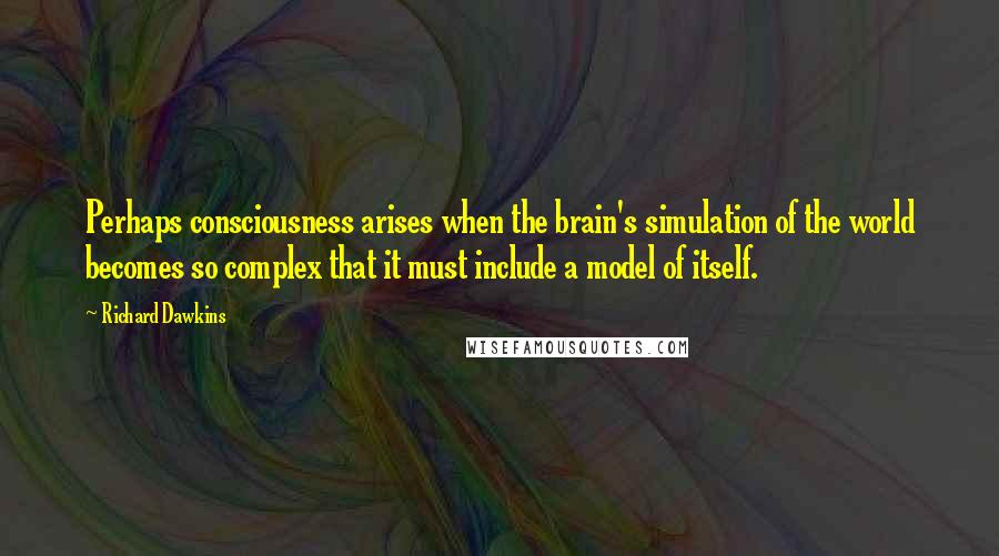 Richard Dawkins Quotes: Perhaps consciousness arises when the brain's simulation of the world becomes so complex that it must include a model of itself.