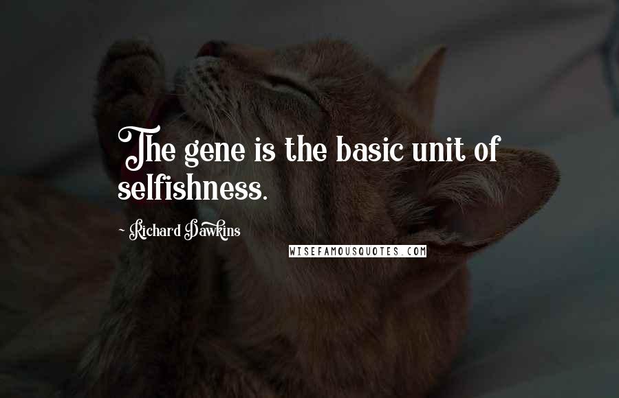 Richard Dawkins Quotes: The gene is the basic unit of selfishness.