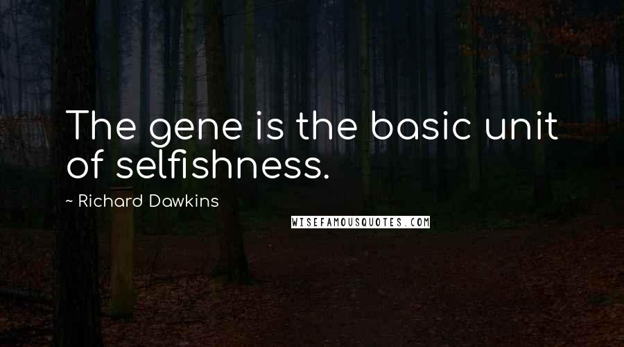 Richard Dawkins Quotes: The gene is the basic unit of selfishness.