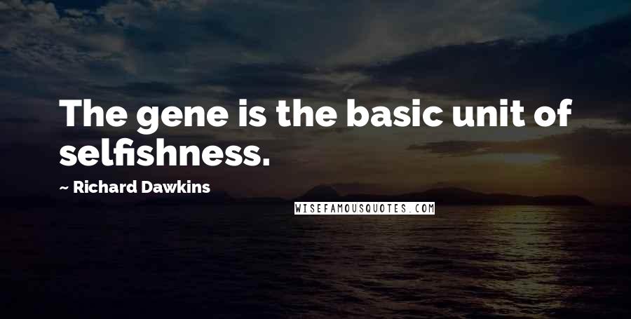 Richard Dawkins Quotes: The gene is the basic unit of selfishness.