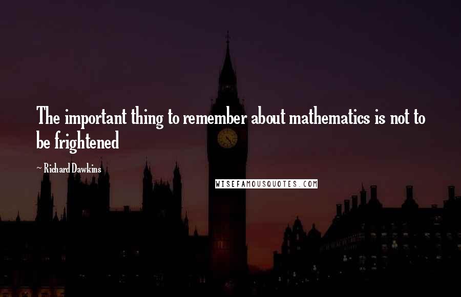 Richard Dawkins Quotes: The important thing to remember about mathematics is not to be frightened