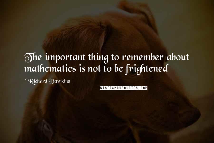 Richard Dawkins Quotes: The important thing to remember about mathematics is not to be frightened