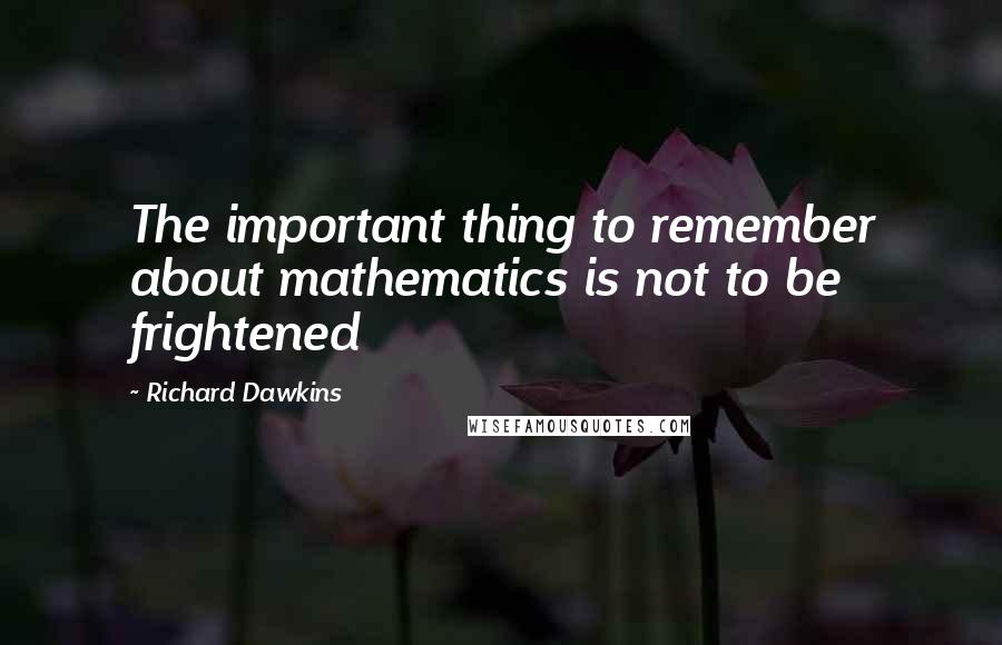 Richard Dawkins Quotes: The important thing to remember about mathematics is not to be frightened