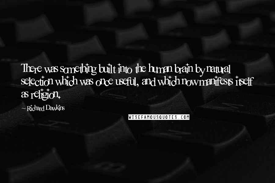 Richard Dawkins Quotes: There was something built into the human brain by natural selection which was once useful, and which now manifests itself as religion.