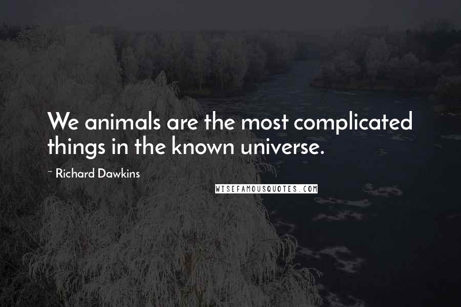 Richard Dawkins Quotes: We animals are the most complicated things in the known universe.