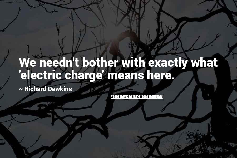 Richard Dawkins Quotes: We needn't bother with exactly what 'electric charge' means here.