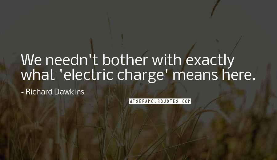 Richard Dawkins Quotes: We needn't bother with exactly what 'electric charge' means here.