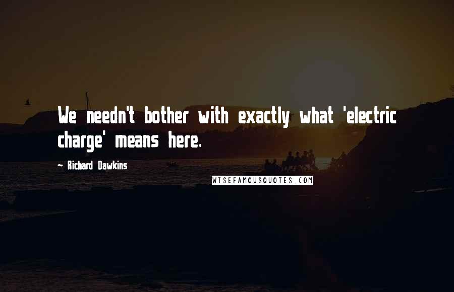 Richard Dawkins Quotes: We needn't bother with exactly what 'electric charge' means here.