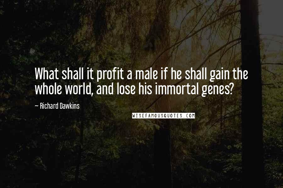 Richard Dawkins Quotes: What shall it profit a male if he shall gain the whole world, and lose his immortal genes?