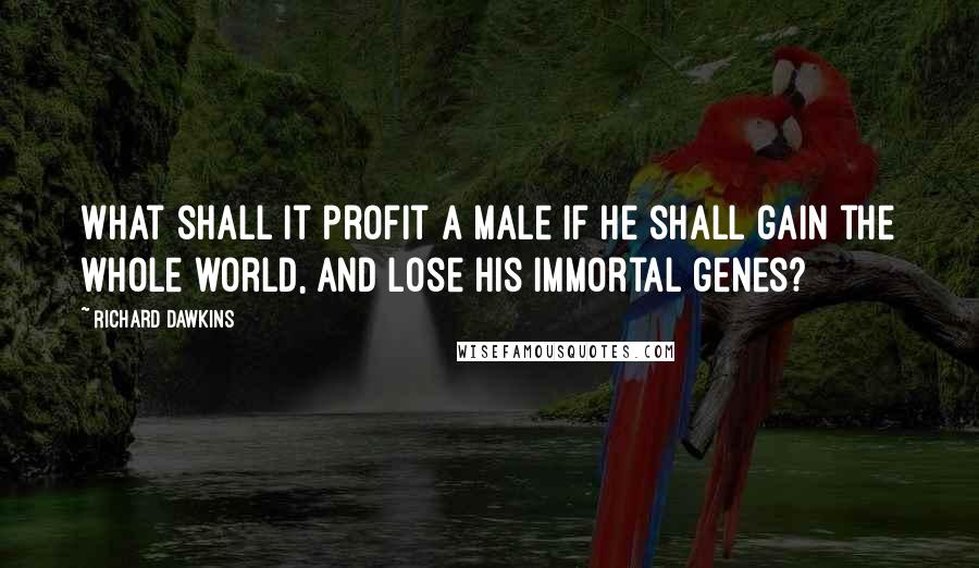 Richard Dawkins Quotes: What shall it profit a male if he shall gain the whole world, and lose his immortal genes?