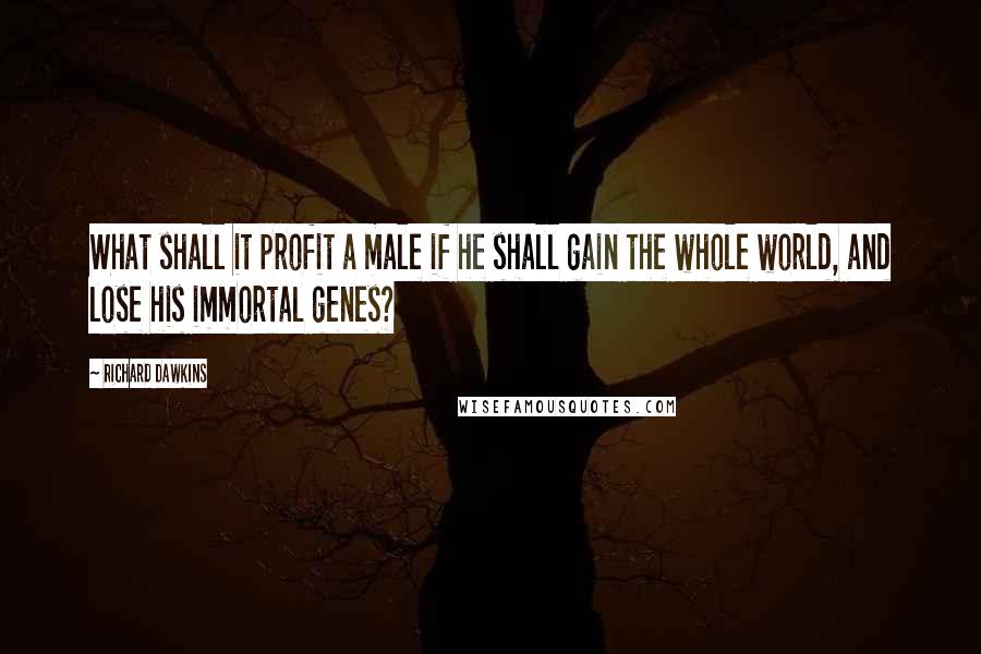 Richard Dawkins Quotes: What shall it profit a male if he shall gain the whole world, and lose his immortal genes?