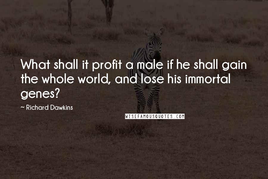 Richard Dawkins Quotes: What shall it profit a male if he shall gain the whole world, and lose his immortal genes?