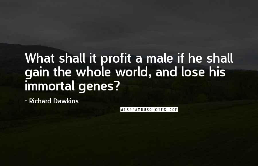 Richard Dawkins Quotes: What shall it profit a male if he shall gain the whole world, and lose his immortal genes?