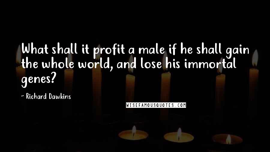 Richard Dawkins Quotes: What shall it profit a male if he shall gain the whole world, and lose his immortal genes?