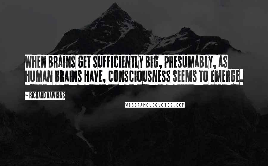 Richard Dawkins Quotes: When brains get sufficiently big, presumably, as human brains have, consciousness seems to emerge.