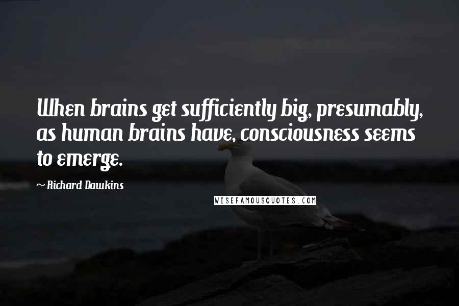 Richard Dawkins Quotes: When brains get sufficiently big, presumably, as human brains have, consciousness seems to emerge.