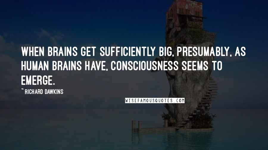 Richard Dawkins Quotes: When brains get sufficiently big, presumably, as human brains have, consciousness seems to emerge.