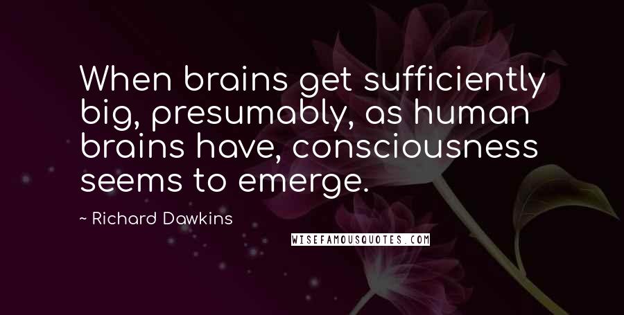 Richard Dawkins Quotes: When brains get sufficiently big, presumably, as human brains have, consciousness seems to emerge.