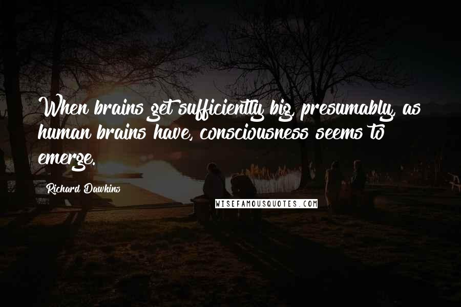 Richard Dawkins Quotes: When brains get sufficiently big, presumably, as human brains have, consciousness seems to emerge.