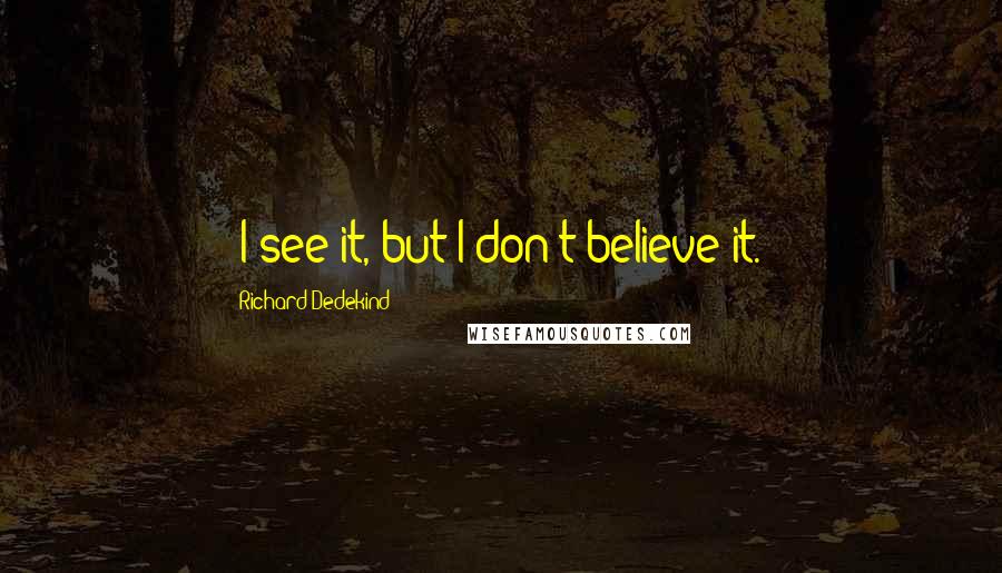 Richard Dedekind Quotes: "I see it, but I don't believe it."