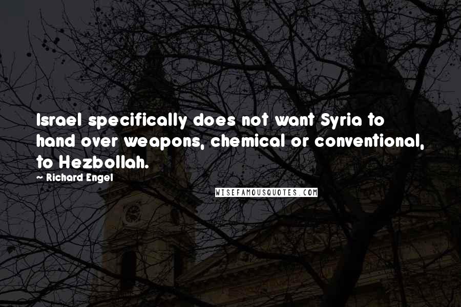 Richard Engel Quotes: Israel specifically does not want Syria to hand over weapons, chemical or conventional, to Hezbollah.
