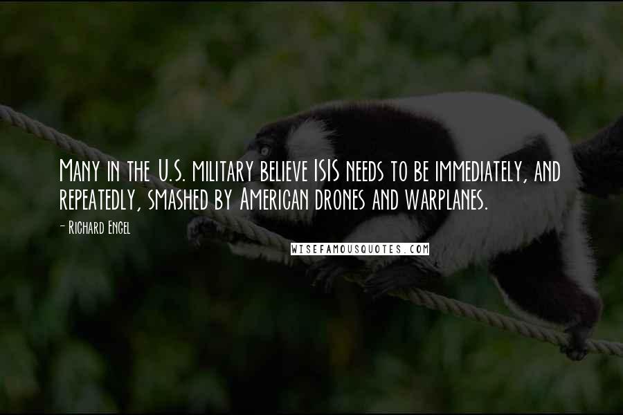 Richard Engel Quotes: Many in the U.S. military believe ISIS needs to be immediately, and repeatedly, smashed by American drones and warplanes.